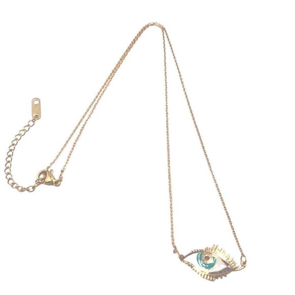 Gold evil eye pendant necklace - Picture 2 of 3